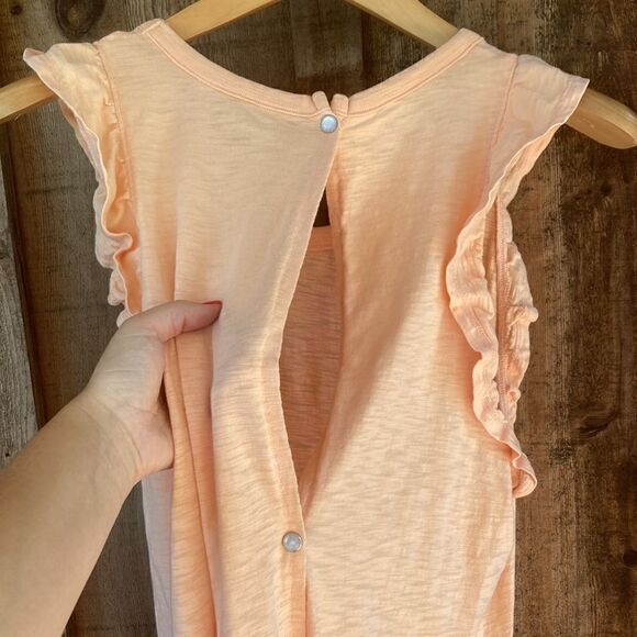 Target Cotton Ruffle Butterfly Sleeve Snap Button Back Midi Dress-orange/coral - Picture 8 of 10